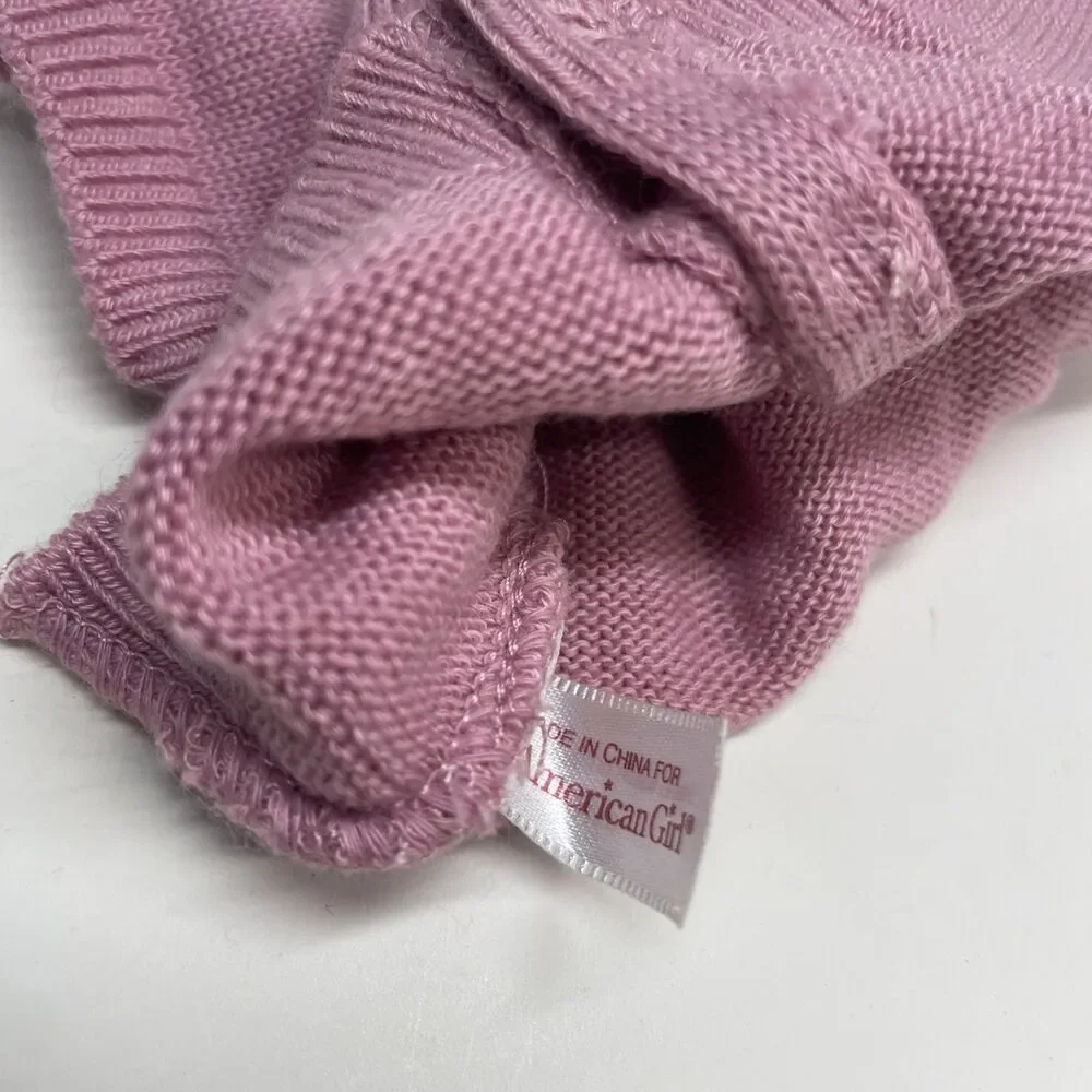 American Girl Doll Retired Pink Ribbed Short Sleeve Sweater & White Flared Jeans